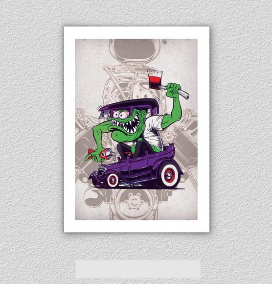 Quadro Pôster A3 c/ Moldura Dragster Mopar 30x42cm