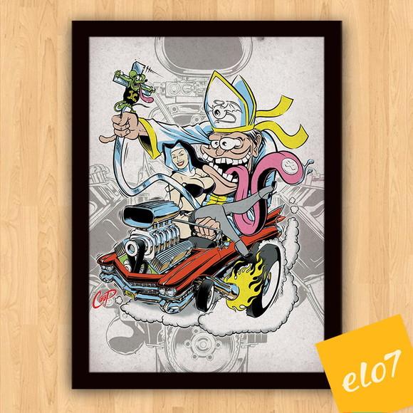 Quadro Pôster A3 c/ Moldura Dragster Papa Freira 30x42cm