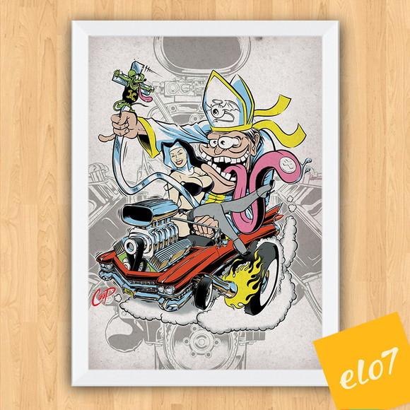 Quadro Pôster A3 c/ Moldura Dragster Papa Freira 30x42cm