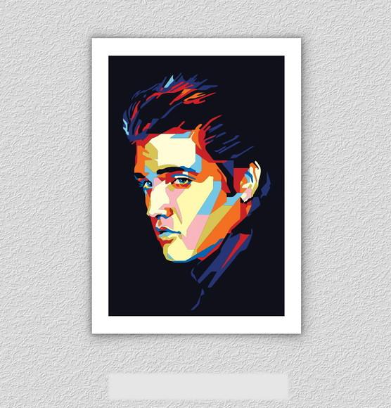 Quadro Pôster A3 c/ Moldura Elvis King Of Rock 30x42cm