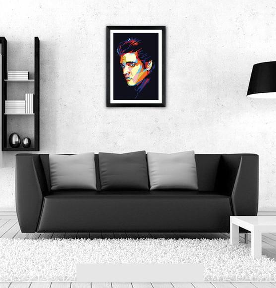 Quadro Pôster A3 c/ Moldura Elvis King Of Rock 30x42cm