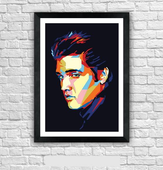 Quadro Pôster A3 c/ Moldura Elvis King Of Rock 30x42cm
