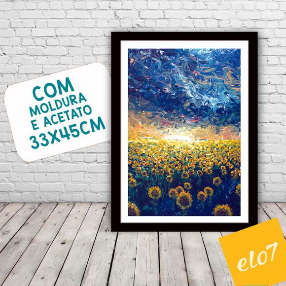 Quadro Pôster A3 c/ Moldura Estilo Van Gogh Pop Art 30x42cm