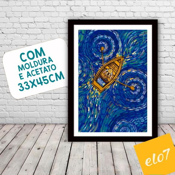 Quadro Pôster A3 c/ Moldura Estilo Van Gogh Pop Art 30x42cm