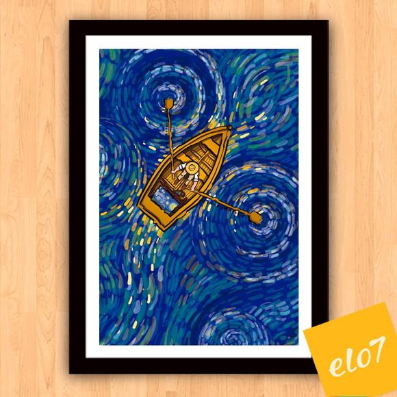 Quadro Pôster A3 c/ Moldura Estilo Van Gogh Pop Art 30x42cm