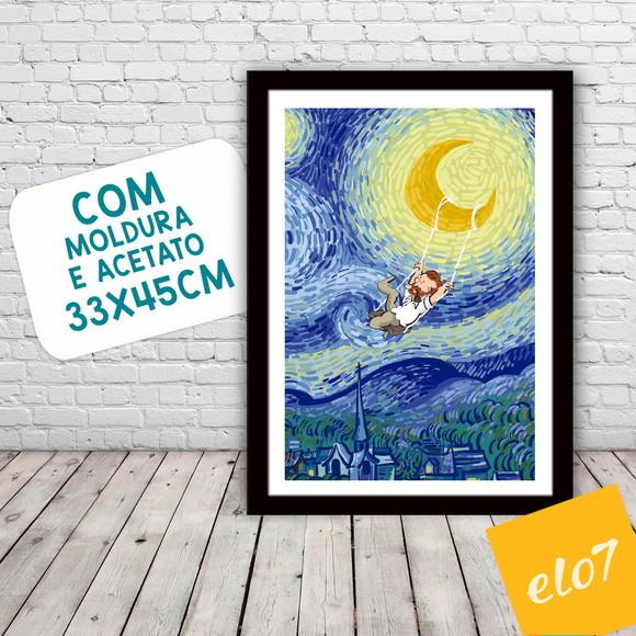 Quadro Pôster A3 c/ Moldura Estilo Van Gogh Pop Art 30x42cm