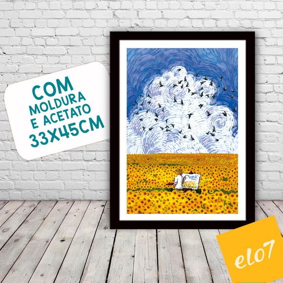 Quadro Pôster A3 c/ Moldura Estilo Van Gogh Pop Art 30x42cm