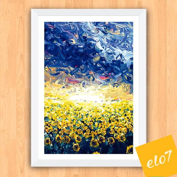 Quadro Pôster A3 c/ Moldura Estilo Van Gogh Pop Art 30x42cm