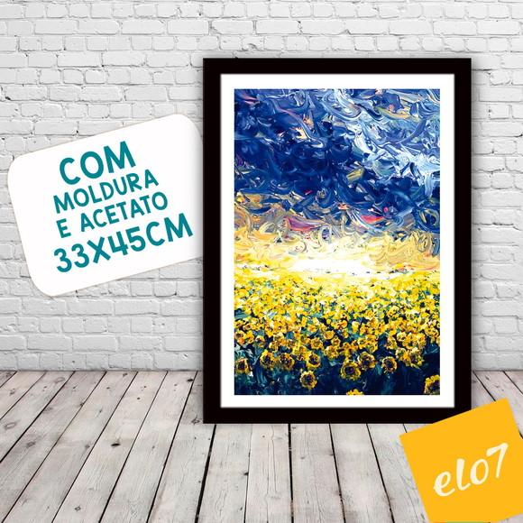 Quadro Pôster A3 c/ Moldura Estilo Van Gogh Pop Art 30x42cm