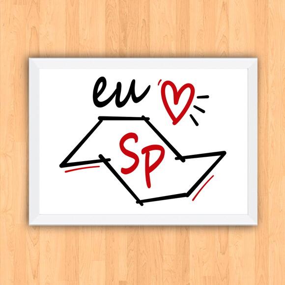 Quadro Pôster A3 c/ Moldura Eu Amo Sp 30x42cm