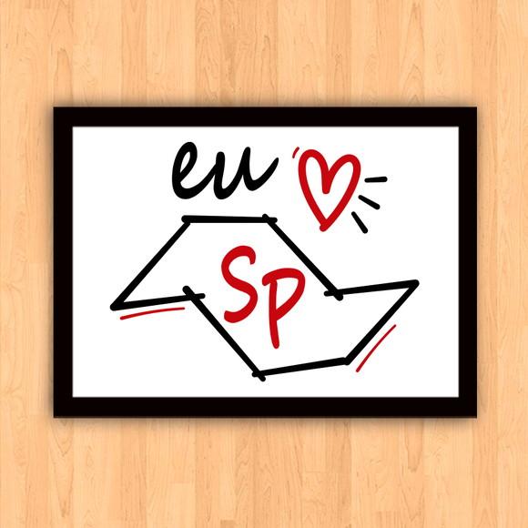 Quadro Pôster A3 c/ Moldura Eu Amo Sp 30x42cm