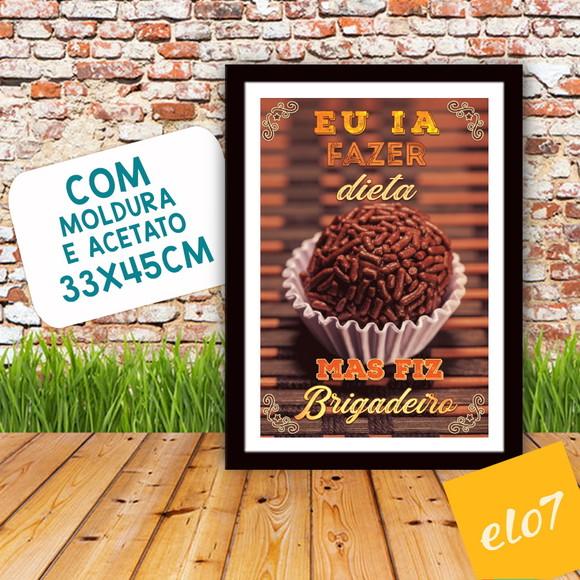 Quadro Pôster A3 c/ Moldura Eu Ia Fazer Dieta 30x42cm