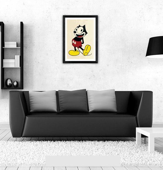 Quadro Pôster A3 c/ Moldura Felix Mouse Pop Art 30x42cm