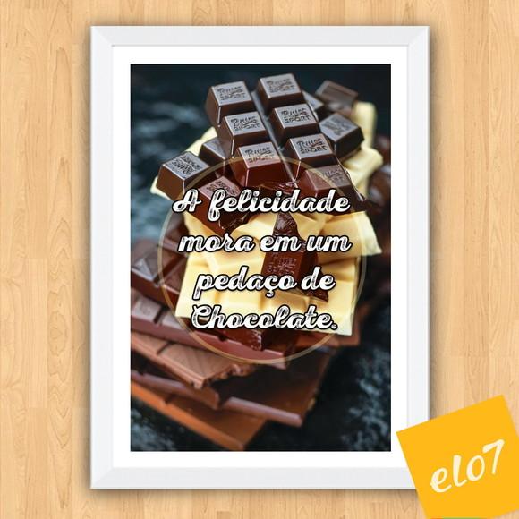 Quadro Pôster A3 c/ Moldura Frase com Chocolate 30x42cm