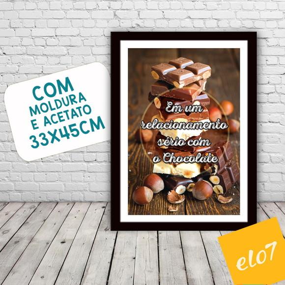 Quadro Pôster A3 c/ Moldura Frase com Chocolate 30x42cm