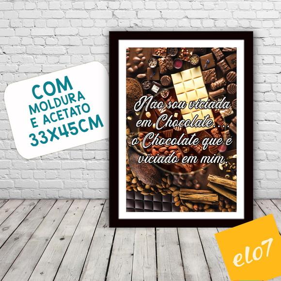 Quadro Pôster A3 c/ Moldura Frase com Chocolate 30x42cm