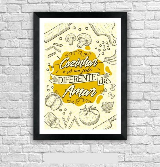 Quadro Pôster A3 c/ Moldura Frases de Cozinha 30x42cm