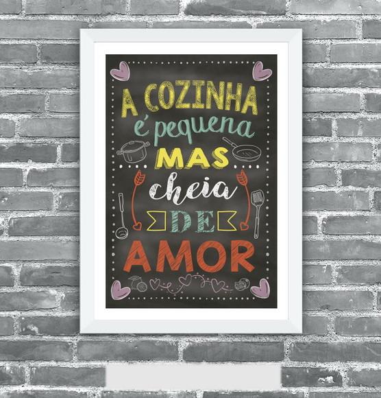 Quadro Pôster A3 c/ Moldura Frases de Cozinha 30x42cm