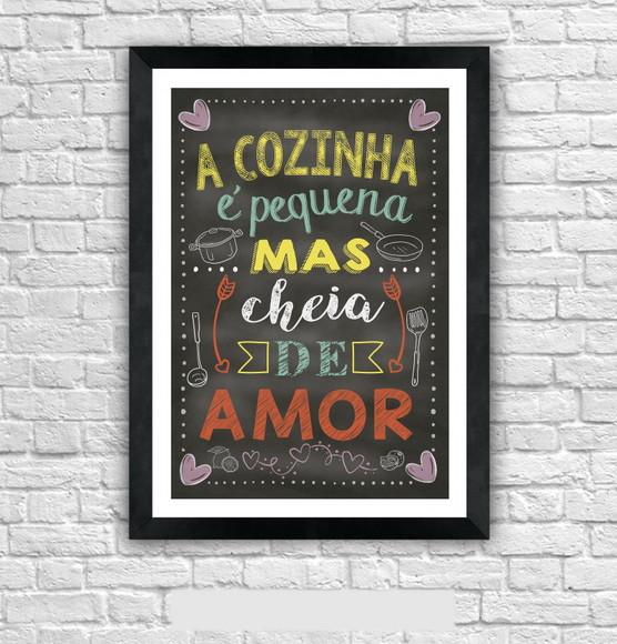 Quadro Pôster A3 c/ Moldura Frases de Cozinha 30x42cm