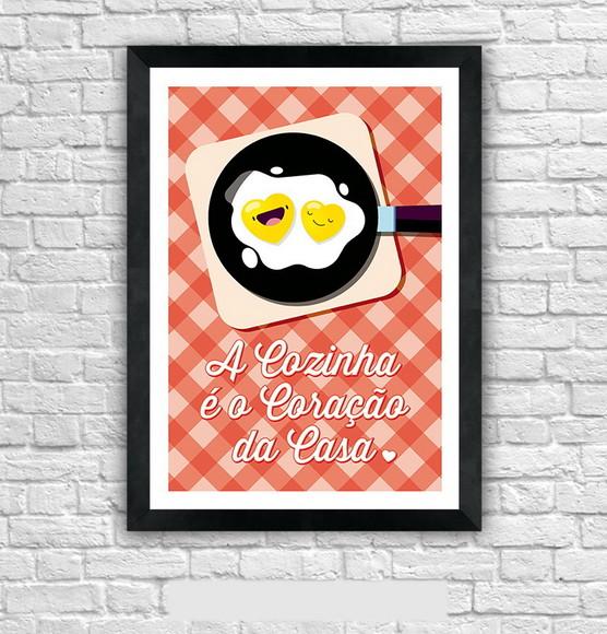 Quadro Pôster A3 c/ Moldura Frases de Cozinha 30x42cm