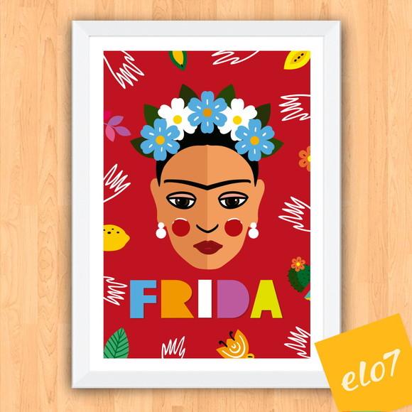 Quadro Pôster A3 c/ Moldura Frida Kahlo Pop Art 30x42cm