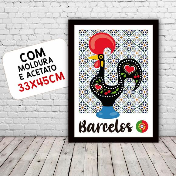 Quadro Pôster A3 c/ Moldura Galo Barcelos Portugal 30x42cm