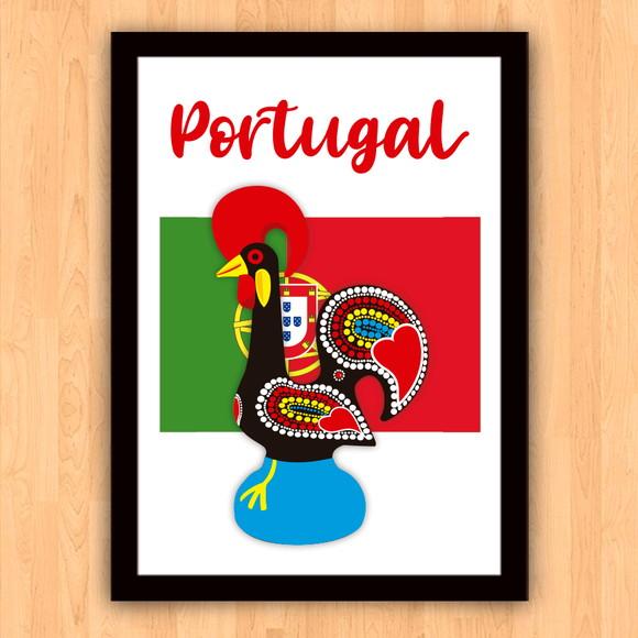 Quadro Pôster A3 c/ Moldura Galo Barcelos Portugal 30x42cm
