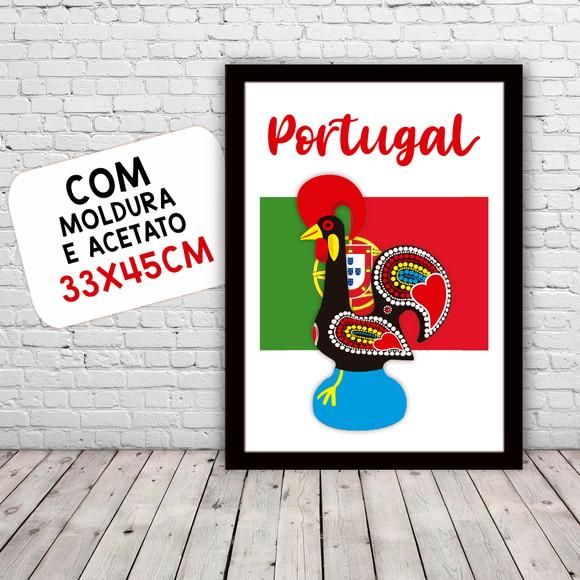 Quadro Pôster A3 c/ Moldura Galo Barcelos Portugal 30x42cm