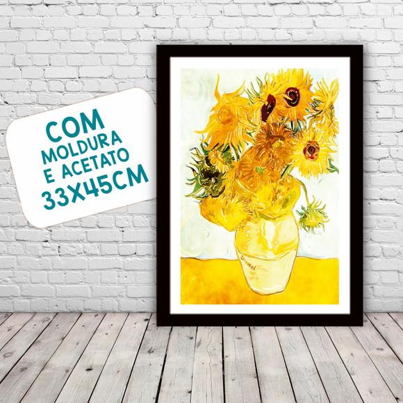 Quadro Pôster A3 c/ Moldura Girassol de Van Gogh 30x42cm