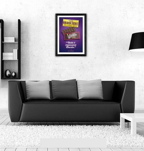 Quadro Pôster A3 c/ Moldura Golden Ticket 30x42cm