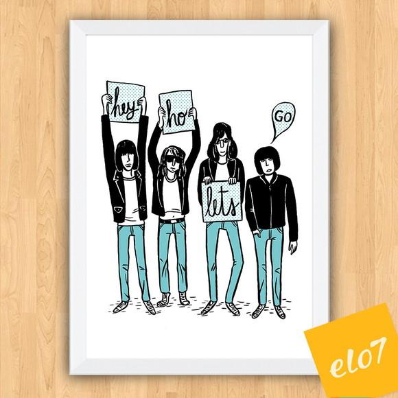 Quadro Pôster A3 c/ Moldura Hey Ho Lets Go 0x42cm