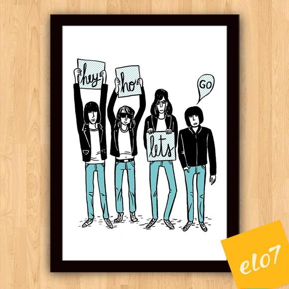 Quadro Pôster A3 c/ Moldura Hey Ho Lets Go 0x42cm
