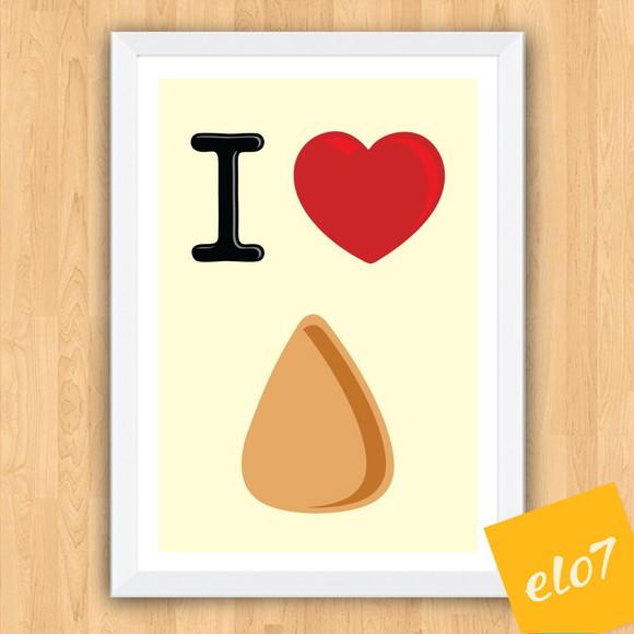 Quadro Pôster A3 c/ Moldura I Love Coxinha 30x42cm