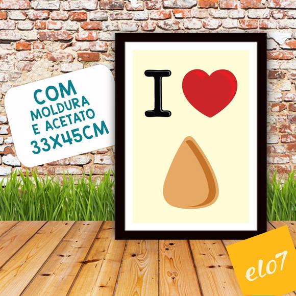 Quadro Pôster A3 c/ Moldura I Love Coxinha 30x42cm