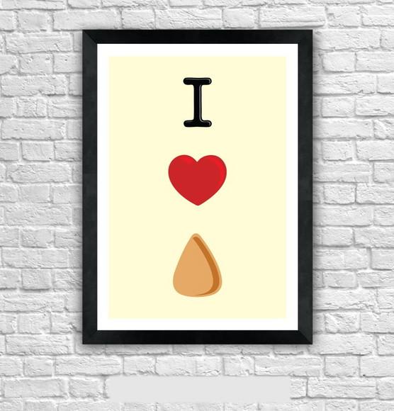 Quadro Pôster A3 c/ Moldura I Love Coxinha 30x42cm