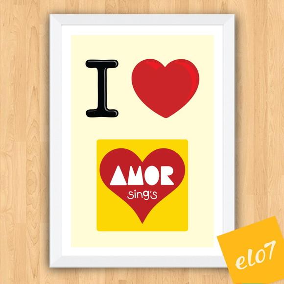 Quadro Pôster A3 c/ Moldura I Love Paçoca Amor 30x42cm