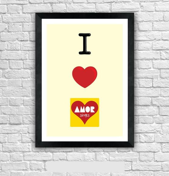 Quadro Pôster A3 c/ Moldura I Love Paçoca Amor 30x42cm