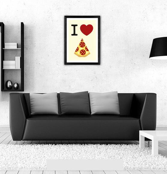 Quadro Pôster A3 c/ Moldura I Love Pizza 30x42cm