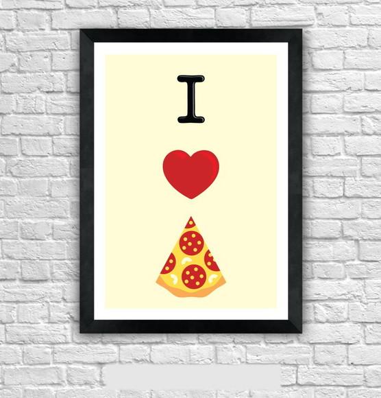 Quadro Pôster A3 c/ Moldura I Love Pizza 30x42cm