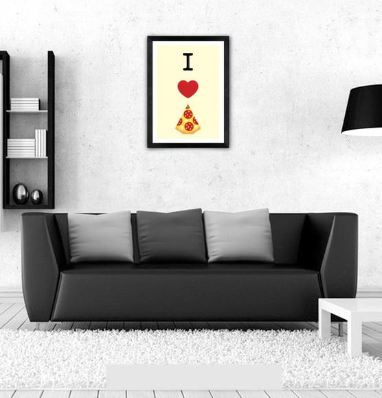 Quadro Pôster A3 c/ Moldura I Love Pizza 30x42cm