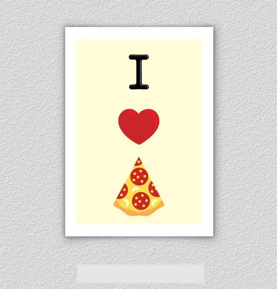 Quadro Pôster A3 c/ Moldura I Love Pizza 30x42cm