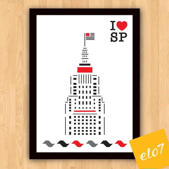 Quadro Pôster A3 c/ Moldura I Love Sp Banespa 30x42cm