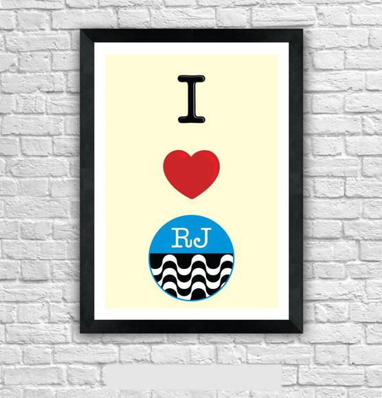 Quadro Pôster A3 c/ Moldura I Love Rj Calçada 30x42cm