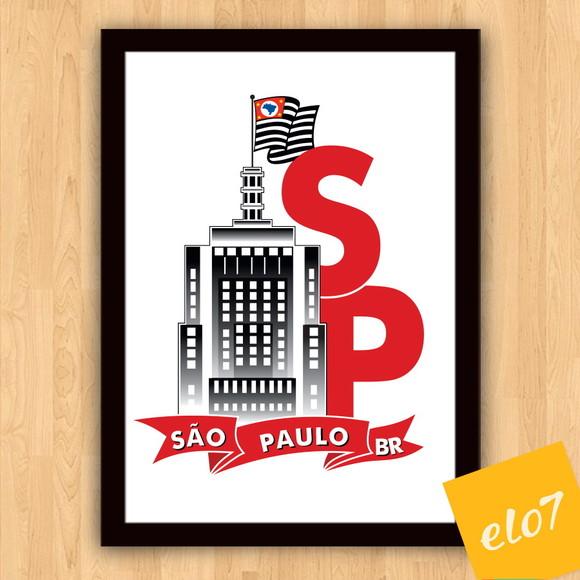 Quadro Pôster A3 c/ Moldura I Love Sp Banespa 30x42cm