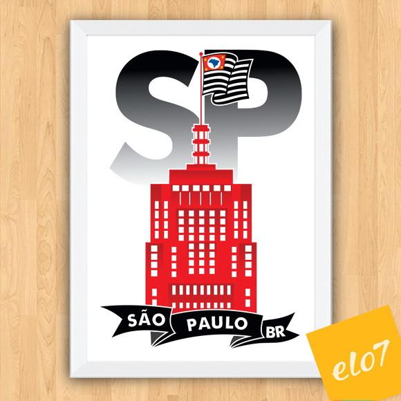 Quadro Pôster A3 c/ Moldura I Love Sp Banespa 30x42cm