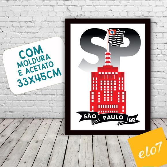 Quadro Pôster A3 c/ Moldura I Love Sp Banespa 30x42cm
