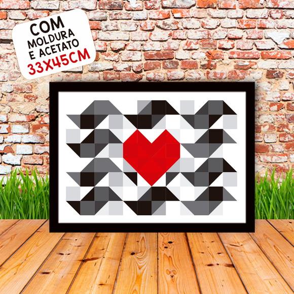 Quadro Pôster A3 c/ Moldura I Love Sp Calçada 30x42cm
