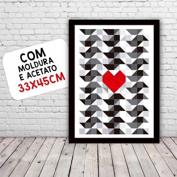 Quadro Pôster A3 c/ Moldura I Love Sp Calçada 30x42cm