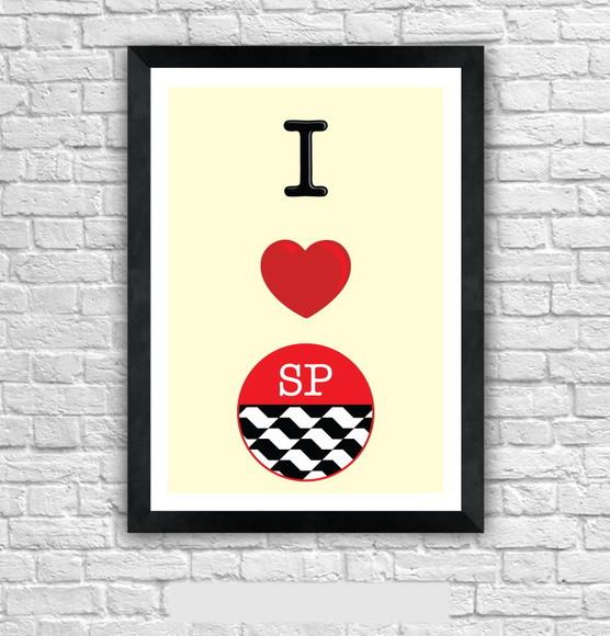 Quadro Pôster A3 c/ Moldura I Love Sp Calçada 30x42cm