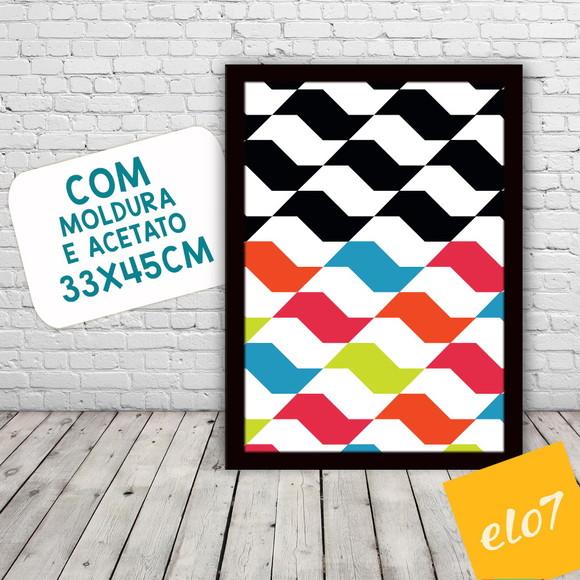 Quadro Pôster A3 c/ Moldura I Love Sp Calçada Cores 30x42cm